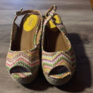 Candie's Multicolor Woven Peep-Toe Dress Shoes